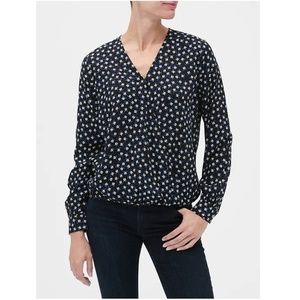 Gap Long Sleeve Print Wrap Top Size M v452